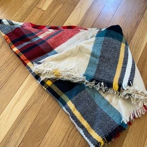 Plaid blanket scarf